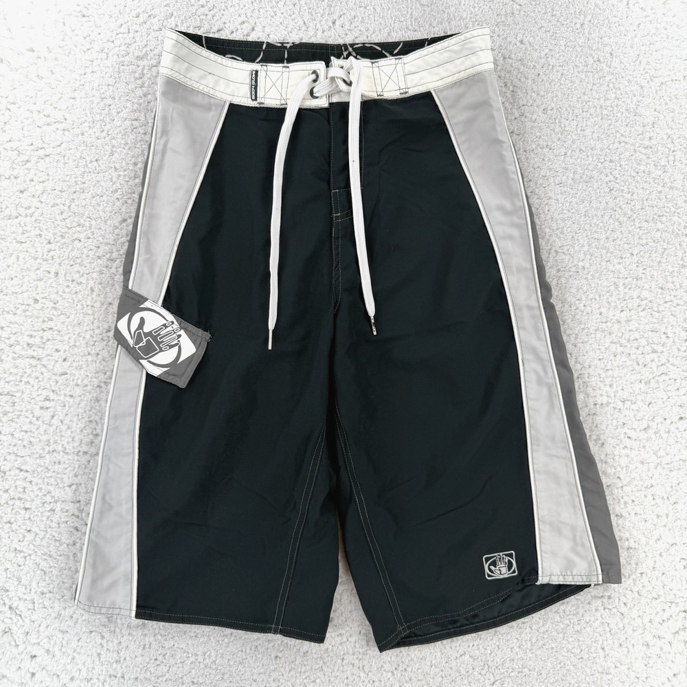 Body Glove Board Shorts Mens 29 Black Gray Colorblock Surf Skate Y2K Beach